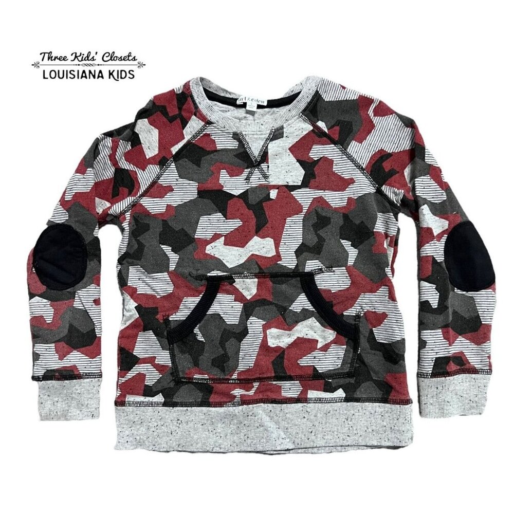 Art & Eden Sz 5 Red Black Grey Camouflage Sweatshirt